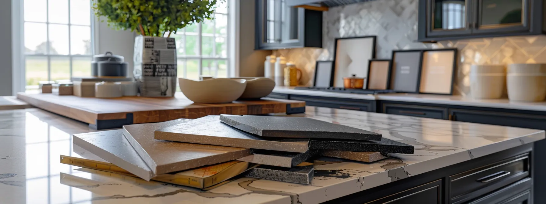 a homeowner carefully comparing the costs and values of different countertop materials while exploring budget-friendly options to align with their financial realities.