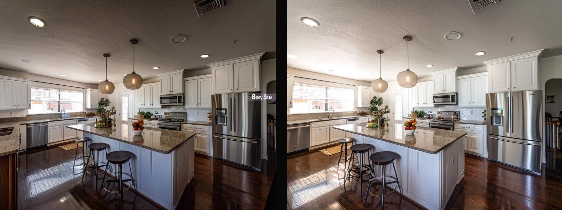 a beautifully renovated kitchen showcases modern cabinetry, elegant countertops, and bright lighting, conveying the transformative journey of a kitchen remodel.