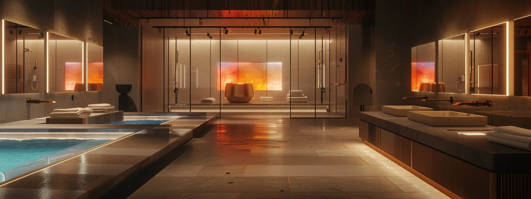 a modern bathroom showroom features a gleaming array of eco-friendly fixtures crafted from recycled materials, showcasing sleek, sustainable designs illuminated by vibrant, energy-efficient lighting in a minimalistic urban setting.