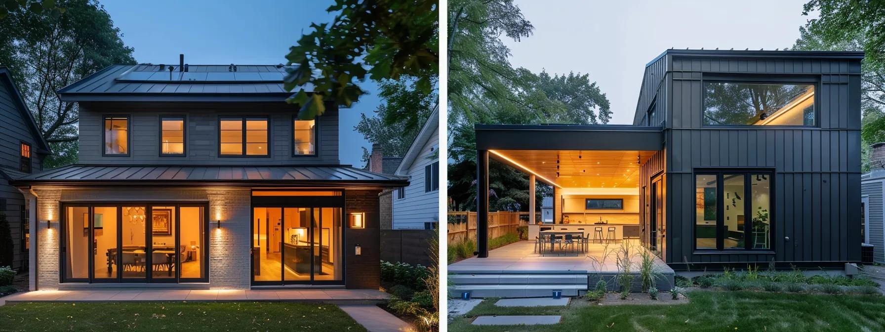 a modern, well-lit home addition featuring a seamless blend of contemporary design and functional spaces, showcasing pristine interiors that emphasize usability and adaptability.