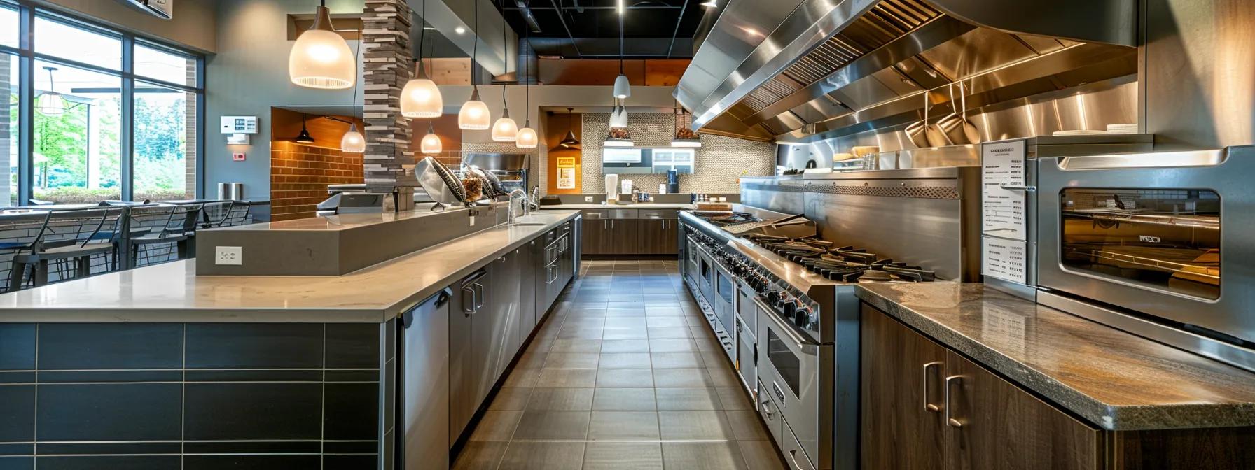 a modern, well-organized kitchen adorned with sleek cabinetry and elegant fixtures, featuring detailed price tags and project plans pinned on the walls to emphasize the budgeting process for a kitchen renewal.